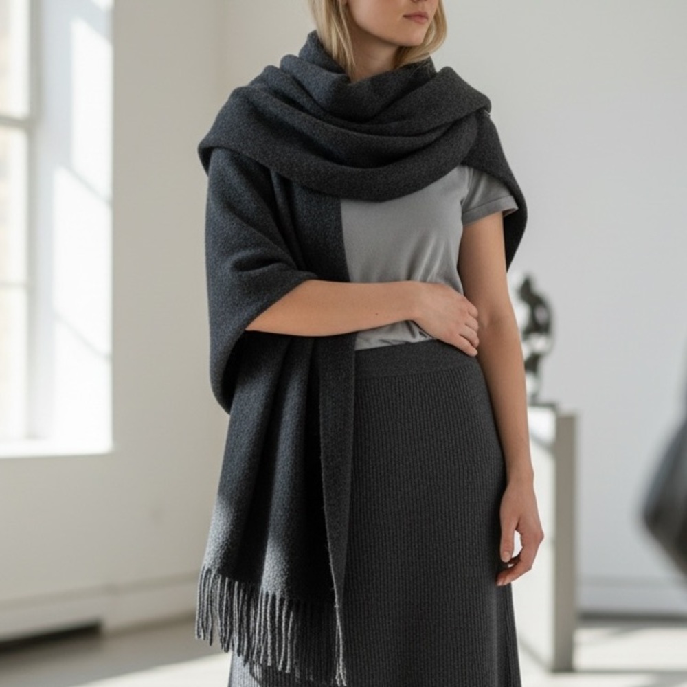 Elegant Black Knit Shawl